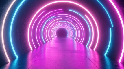 Neon tunnel with vibrant colors