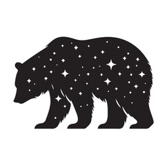 bear silhouettes vector, set of animals Brown grizzl Black vector