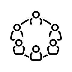 Icon representing people sitting in a circle for group discussion  