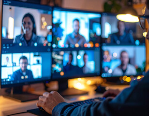 Virtual Team Meeting - Remote Employees Collaborative Video Conference