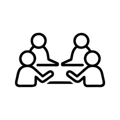Four people discussing ideas around a table in a meeting setting - Concept of icon, people group  