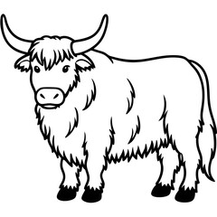 Yak Silhouette in Clean Line Style