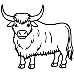 Yak Silhouette in Clean Line Style