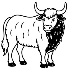 Yak Silhouette in Clean Line Style
