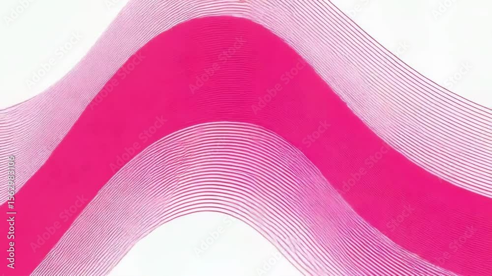 Poster a pink abstract wave line pattern flows smoothly across a white background, creating a modern and dy