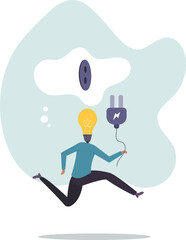 Inspiration or creativity to think of solution or solving business problem, imagination or innovation to success,character for design.