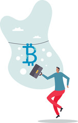 Bitcoin and cryptocurrency using for money laundering or payment in dark market, financial crime or criminal ransom pay.character for design.