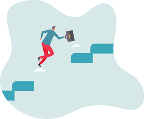 Overcome difficulty or obstacle to grow career path, challenge and risk to success and win business competition.character for design.