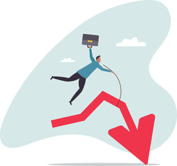 Stock market or crypto currency crash and going down, economic crisis or investing risk, volatility and fluctuation.character for design.