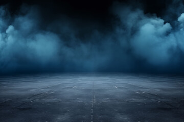 Dark blue asphalt road with smoke on road surface background