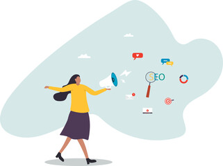 Marketing strategy, communication for online website, social media or market research, character life .