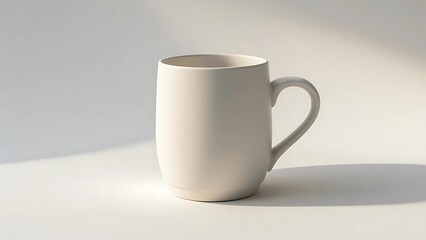 Obraz premium White coffee cup placed on a wooden table in the morning light