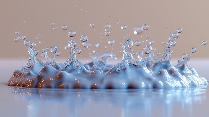 Water crown burst, droplets suspended