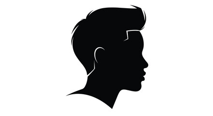 Silhouette Depicting a Man with Short Stylish Hair Against a Clean White Background