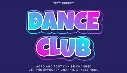 Dance club text effect in 3d design
