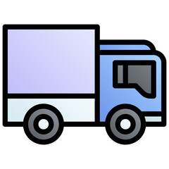 Delivery truck. Editable vector icon, coloured with outlined stroke.