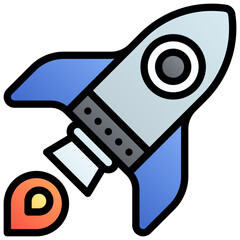 Launch. Editable vector icon, coloured with outlined stroke.