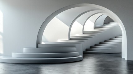 White arches frame minimalist steps