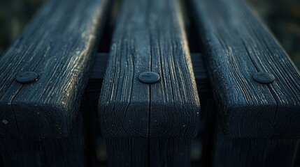 Wood bench slats close-up, texture, dark