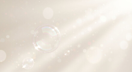 柔らかな光の中に浮かぶシャボン玉の背景素材、美容・保湿イメージ