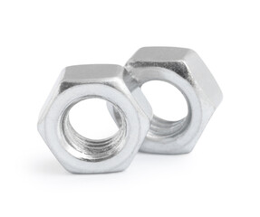 Stainless steel nuts isolated on white background