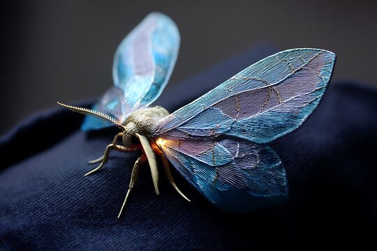 Moth-Mermaid" - Ethereal hybrid with moth wings and iridescent scales, luring sailors with bioluminescent song - Powered by Adobe