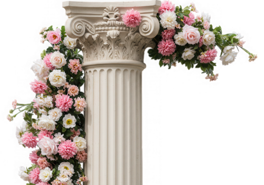 Floral arrangement on a column for wedding decoration idea
