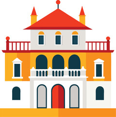Fototapeta premium Luxury Villa Icon in Bright Colors