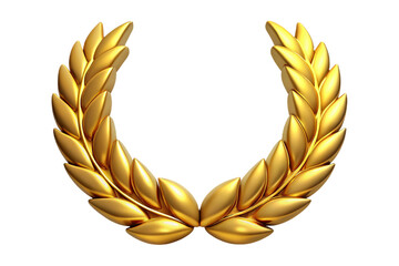 Golden laurel wreath symbolizing achievement victory and honor isolated on transparent background
