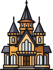 Obraz premium Orange Roof Haunted Mansion Vector