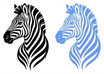 Zebra Line Art Black White Vector Design 