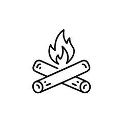 bonfire icon in line style, Fire, flames, vector illustration
