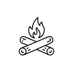 bonfire icon in line style, Fire, flames, vector illustration
