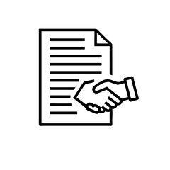 Contract Icon in flat style. Handshake with contract , paper,document, page icon vector element isolated on white background, certificate business concept.