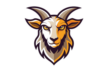 Bold goat emblem showcases striking asymmetrical coloring with white and gold hues prominently displayed