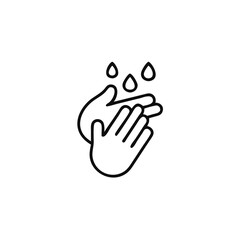 Obraz premium Hand wash icon in line style, Clean hands symbol, icon for websites and print
