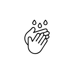 Hand wash icon in line style, Clean hands symbol, icon for websites and print