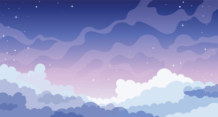 Night sky landscape vector, fantasy background, wallpaper