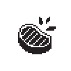 meat icon pixel art, vector illustration on isolated background.