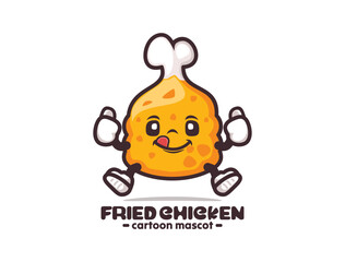 fried chicken cartoon mascot vector illustration
