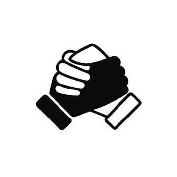 Soul brother handshake icon, thumb clasp handshake or homie handshake isolated on white background, friendship or deal business concept, vector icon for apps and websites