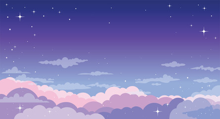 Night sky landscape vector, fantasy background, wallpaper