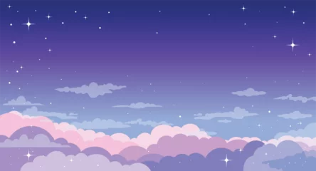 Fototapete Rund Warmes Lila Night sky landscape vector, fantasy background, wallpaper  © dadan_pm