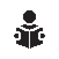 Fototapeta premium pixel art reading book icon, vector illustration on isolated background.