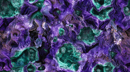 Textured seamless surface with vibrant purple and teal patterns showcased