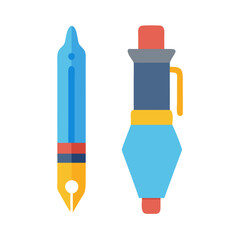 Stylized pens illustration in flat design on black background