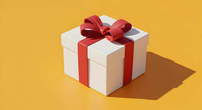 White gift box with red ribbon perfect for holidays birthdays celebrations surprises presents packages surprises joy happiness festive occasions special moments