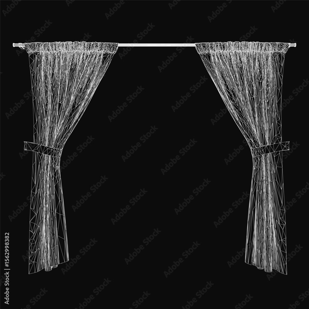 Fototapete a black and white curtain drawing features intricate line patterns and geometric shapes on a dark ba
