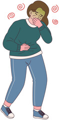 Nausea Symptom holding Vomit