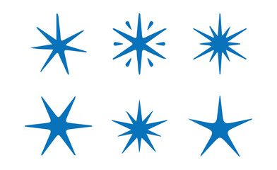 Minimalist Blue Sparkle and Flash Icons for Design Projects. Vector Illustration